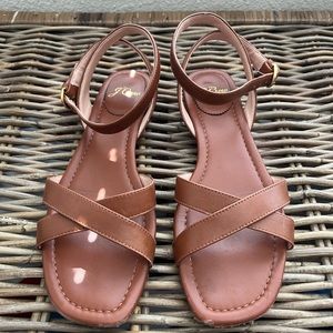 J. Crew Abbie Leather Cross Strap Sandals